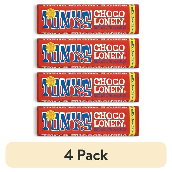 (4 pack) Tony's Chocolonely Milk Chocolate Bar, 1.8 oz
