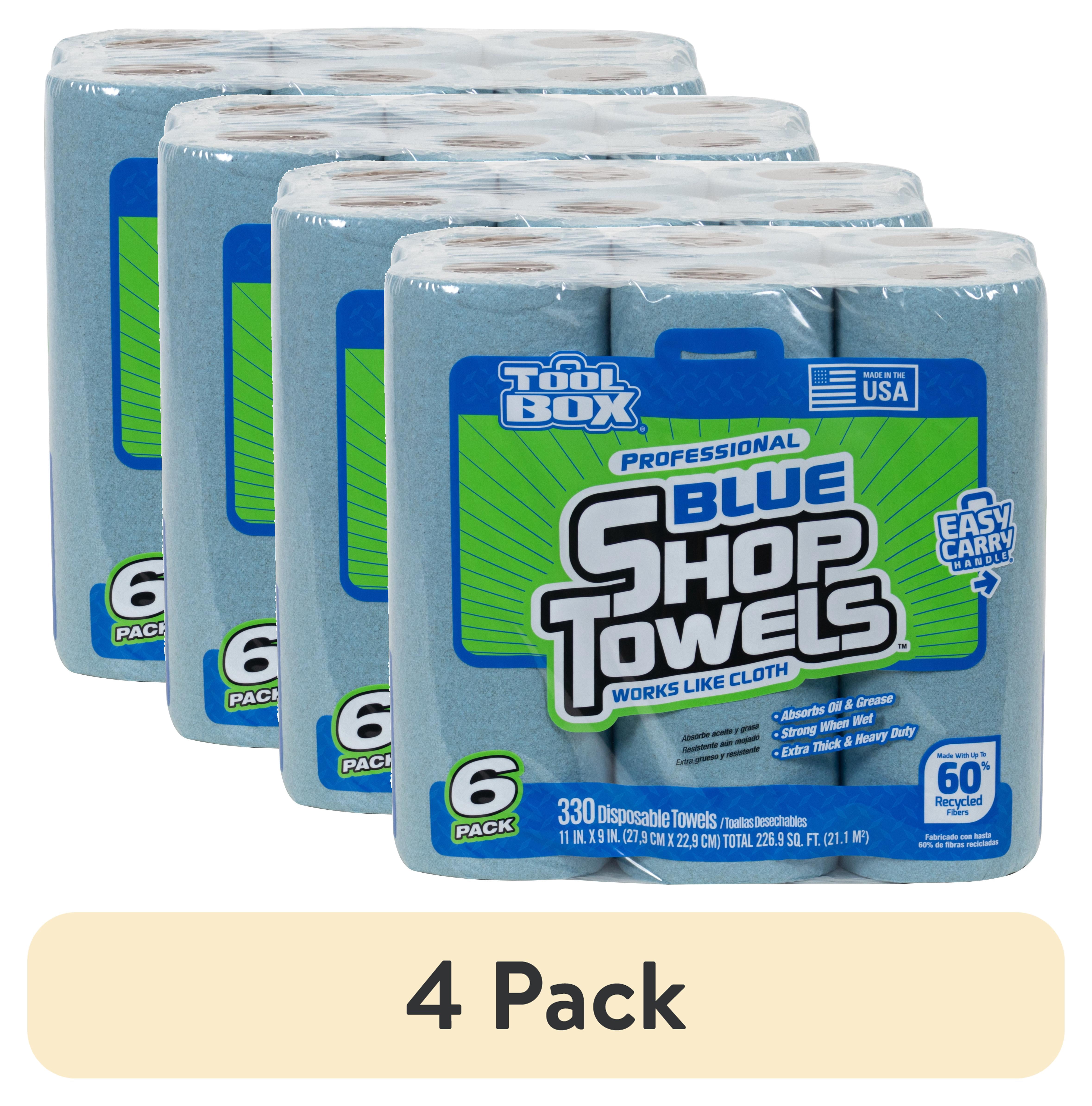 (4 pack) ToolBox® Blue Shop Towel, 6 Rolls (55 Sheets per Roll) Multi-Purpose Disposable Towel