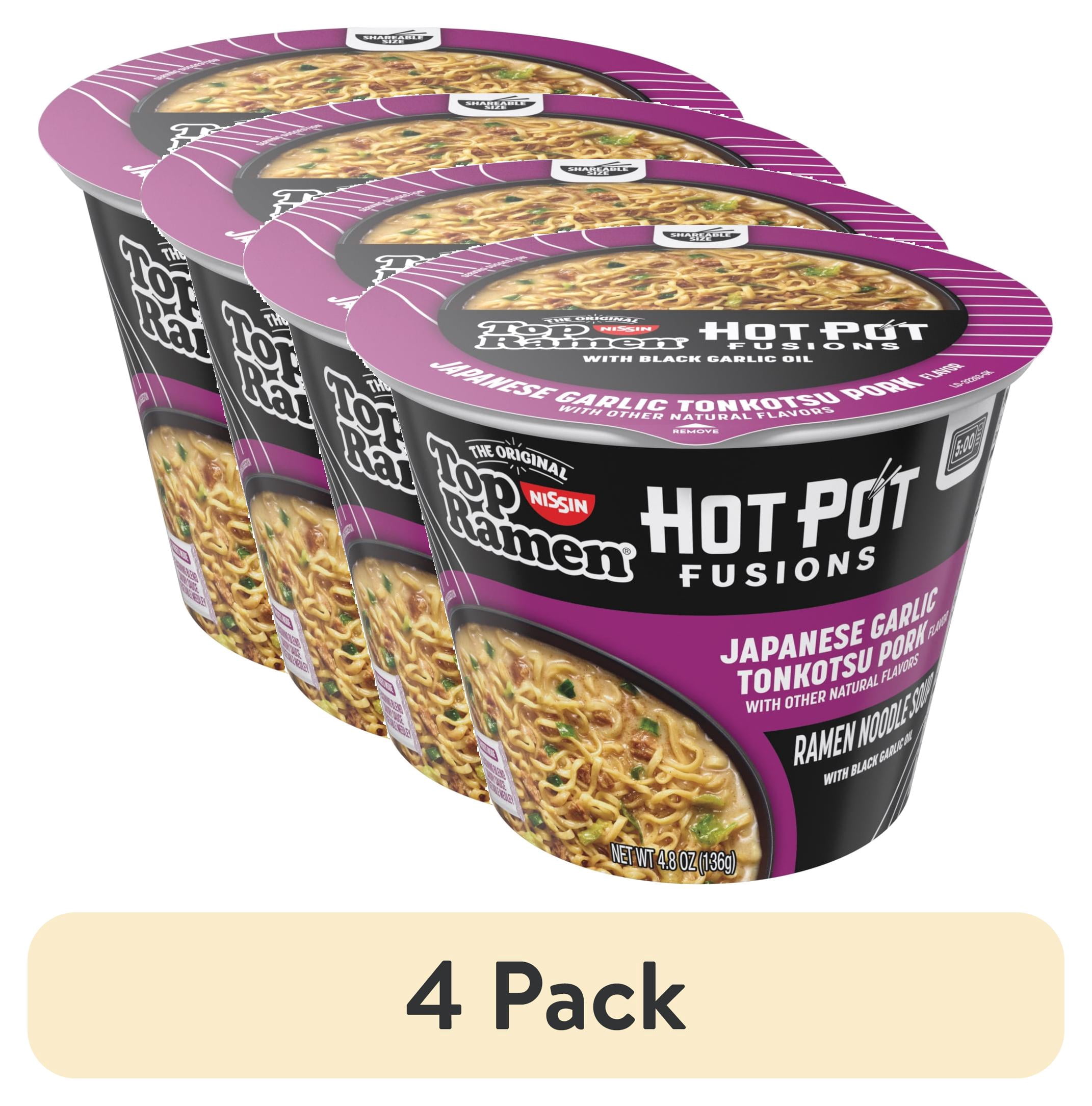 (4 pack) Top Ramen Hot Pot Fusions Japanese Tonkotsu Garlic Pork