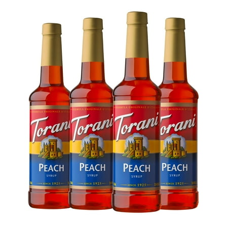 (4 pack) Torani Original Peach Syrup, Authentic Coffeehouse, Tea and Soda Syrup, 25.4 oz