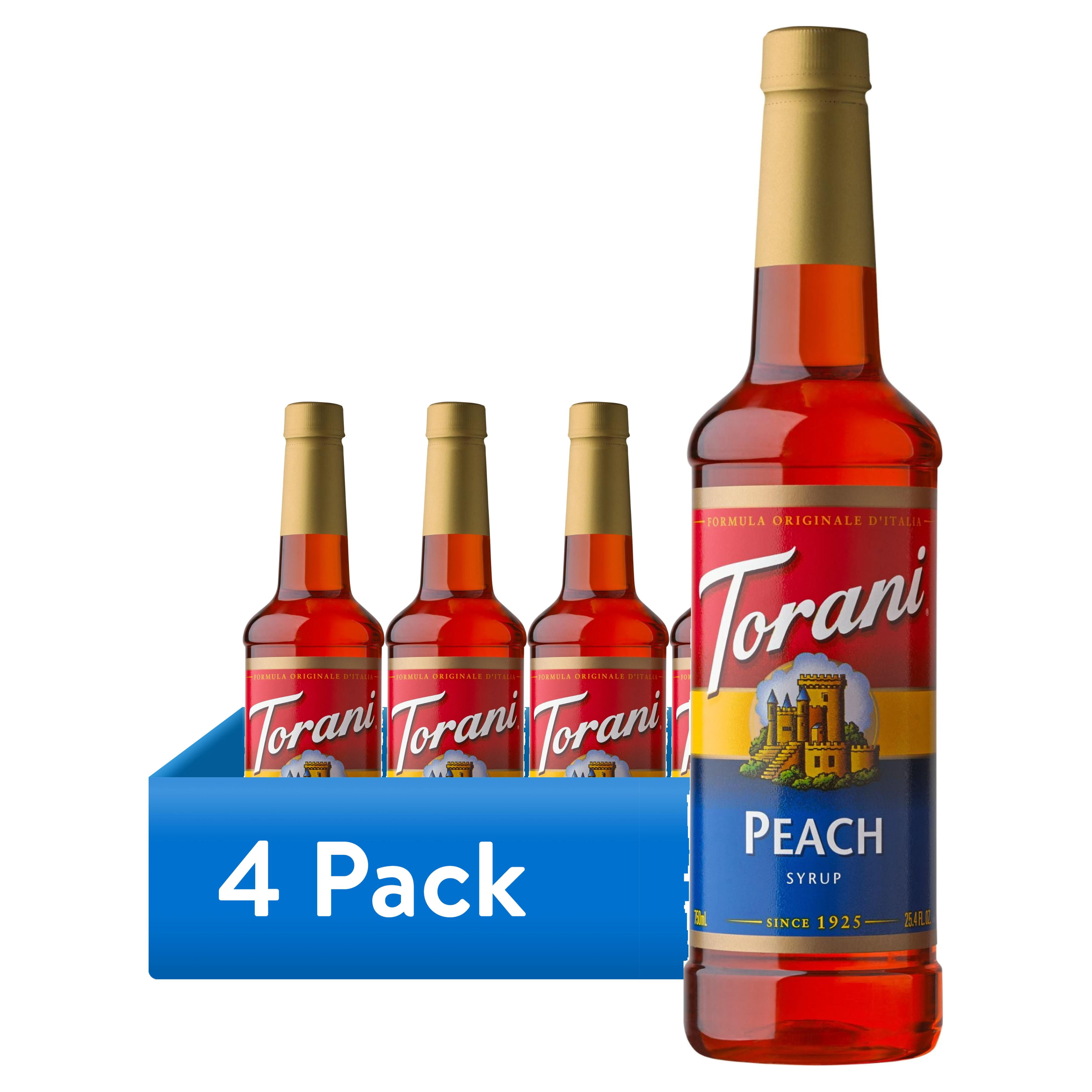 (4 pack) Torani Peach Flavored Syrup, 25.4 fl oz