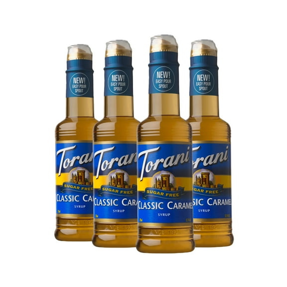 (4 pack) Torani Sugar Free Classic Caramel Syrup, 12.7 oz