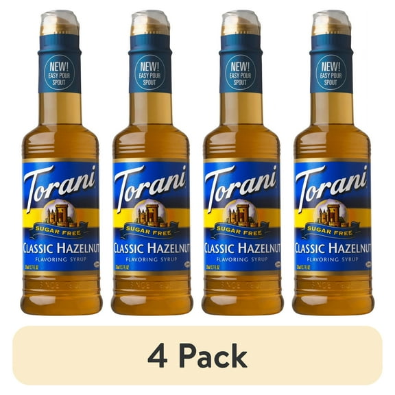 (4 pack) Torani Sugar Free Classic Hazelnut Flavoring Syrup 12.7 oz