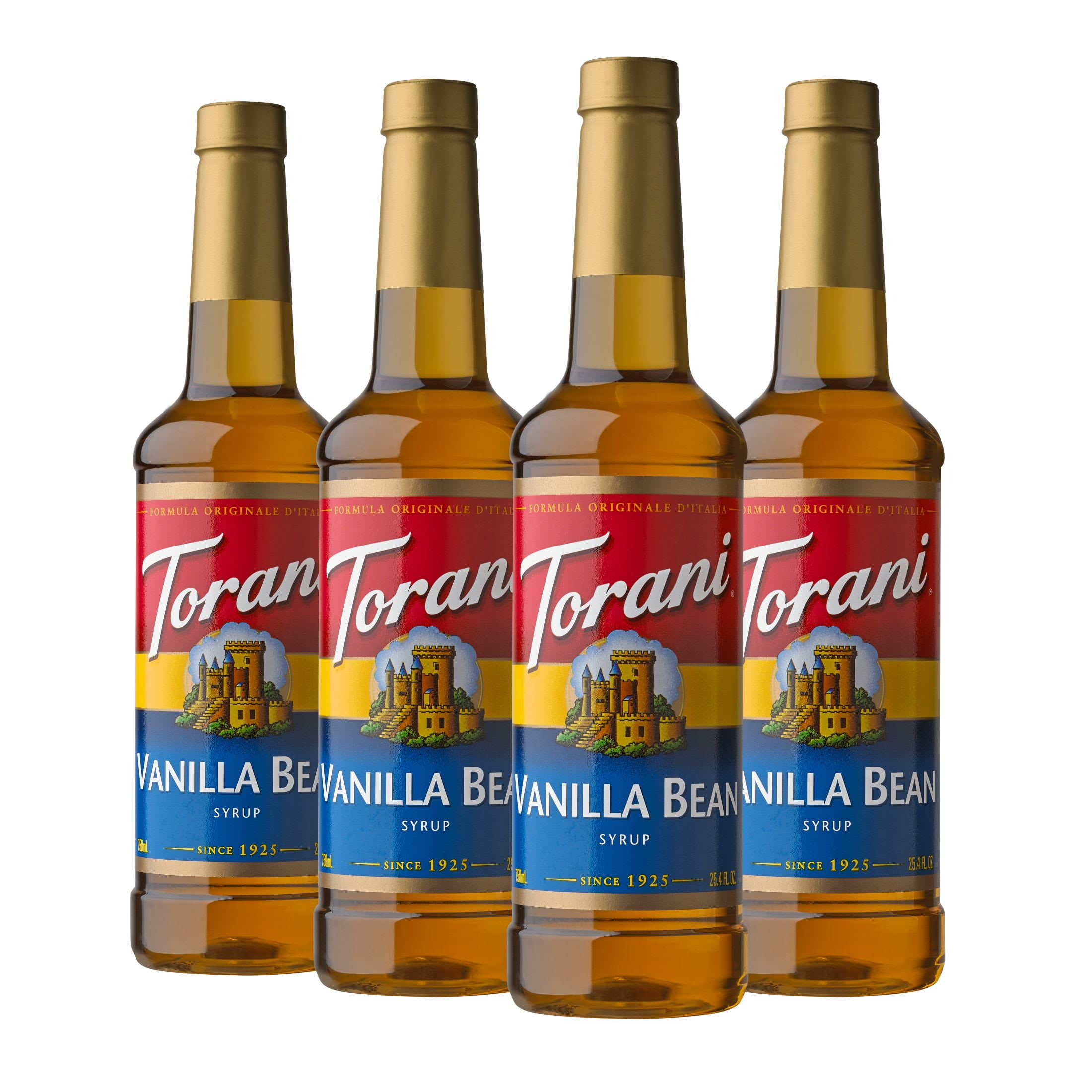 (4 pack) Torani Vanilla Bean Flavoring Syrup, 25.4 fl oz