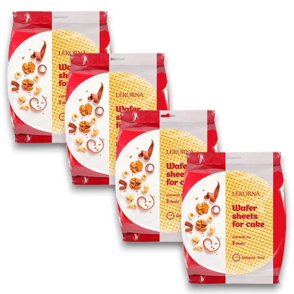 4 pack Tort Wafers "Classic" by Lekorna - 8 sheets/each pack