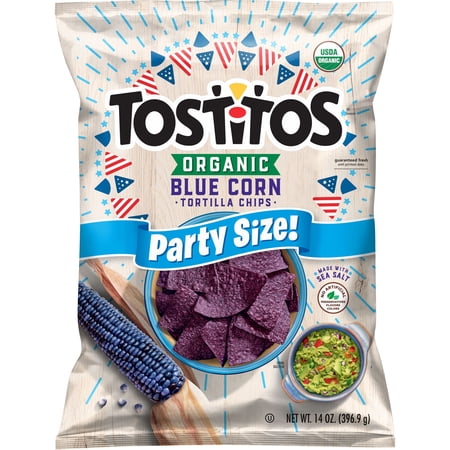 (4 pack) Tostitos Organic Blue Corn Tortilla Chips 14 Ounce Bag