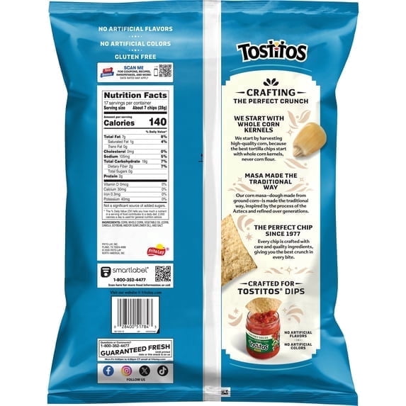 4 pack Tostitos Restaurant Style Original Tortilla Chips, 17 oz Party Size Bag
