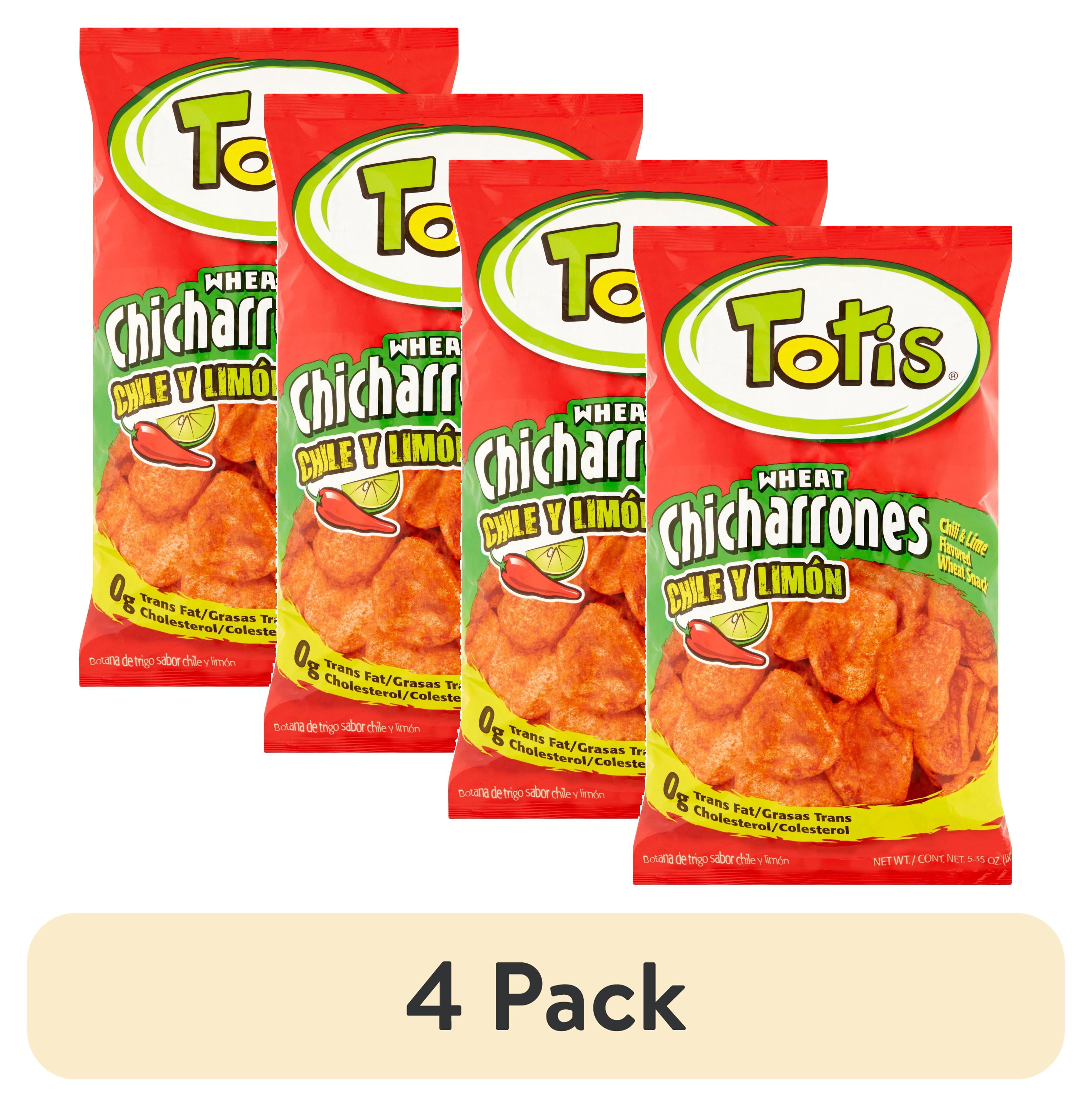 (4 pack) Totis Chili Lime Chicharrón Flavored Wheat Chips, 5.35 oz