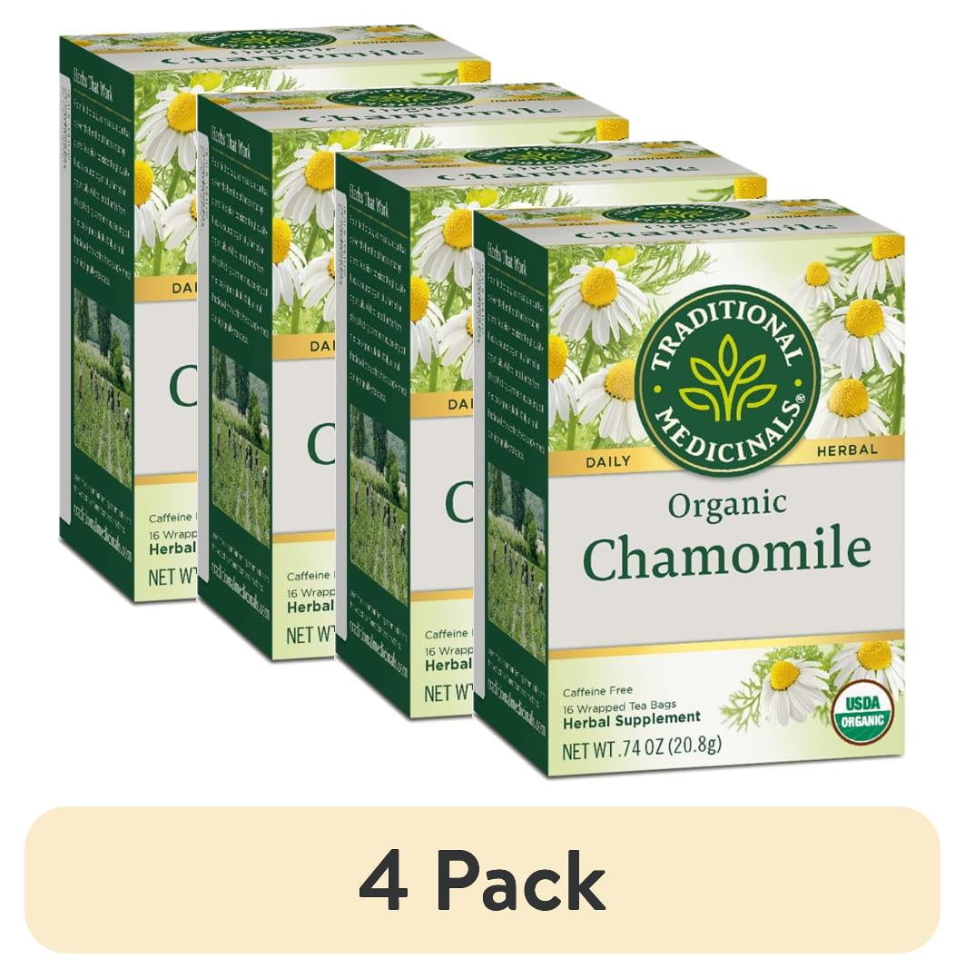 (4 pack) Traditional Medicinal Chamomile, Herbal Tea Bags, 16 Count