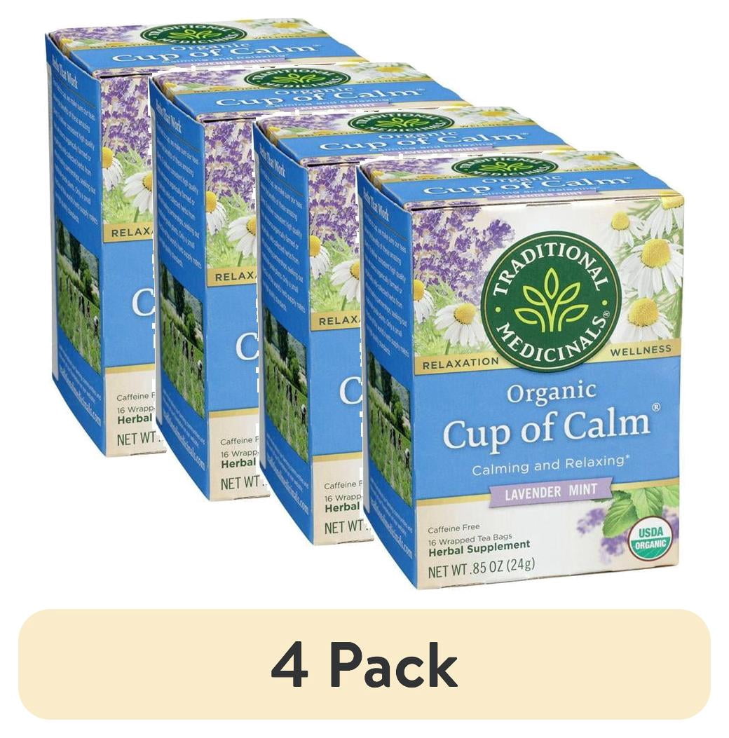 (4 pack) Traditional Medicinals Tea, Organic Cup of Calm, Tea Bags, 16 Count