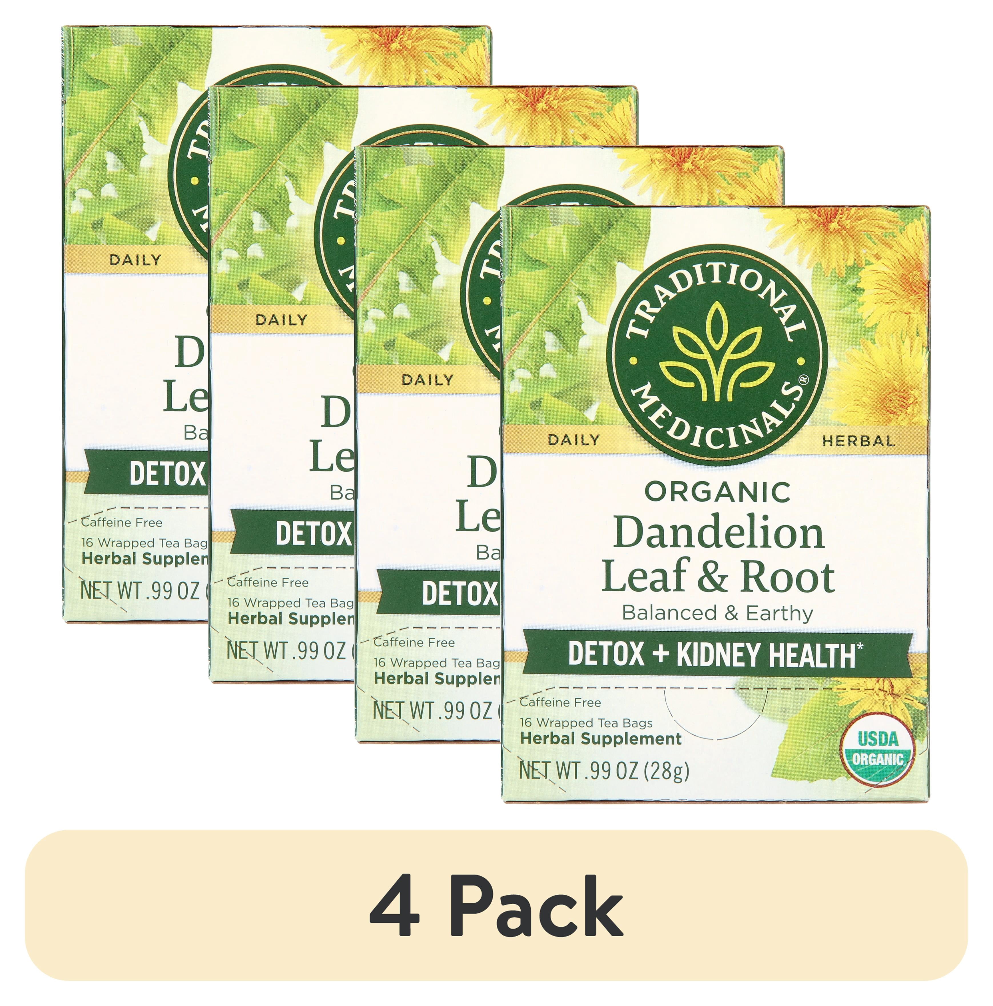 (4 pack) Traditional Medicinals Organic Dandelion Leaf & Root Herbal Tea Bags, 16 Count, 0.99 Oz
