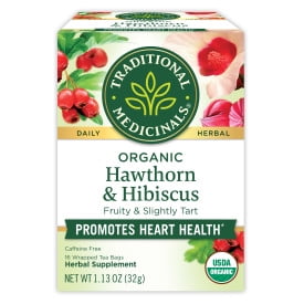 (4 pack) Traditional Medicinals, Organic, Hawthorn & Hibiscus, Tea Bags, 16 Ct