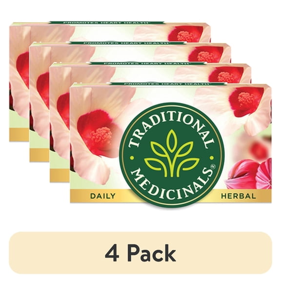 (4 pack) Traditional Medicinal Hibiscus, Organic Tea Bags, 16 Count