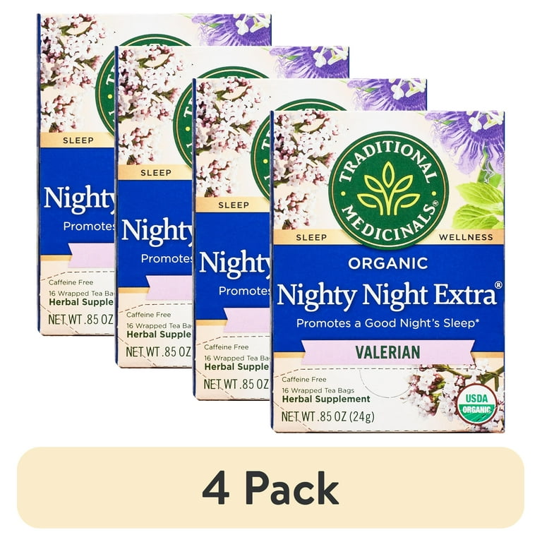 4 pack) Traditional Medicinals Organic Nighty Night Extra Valerian