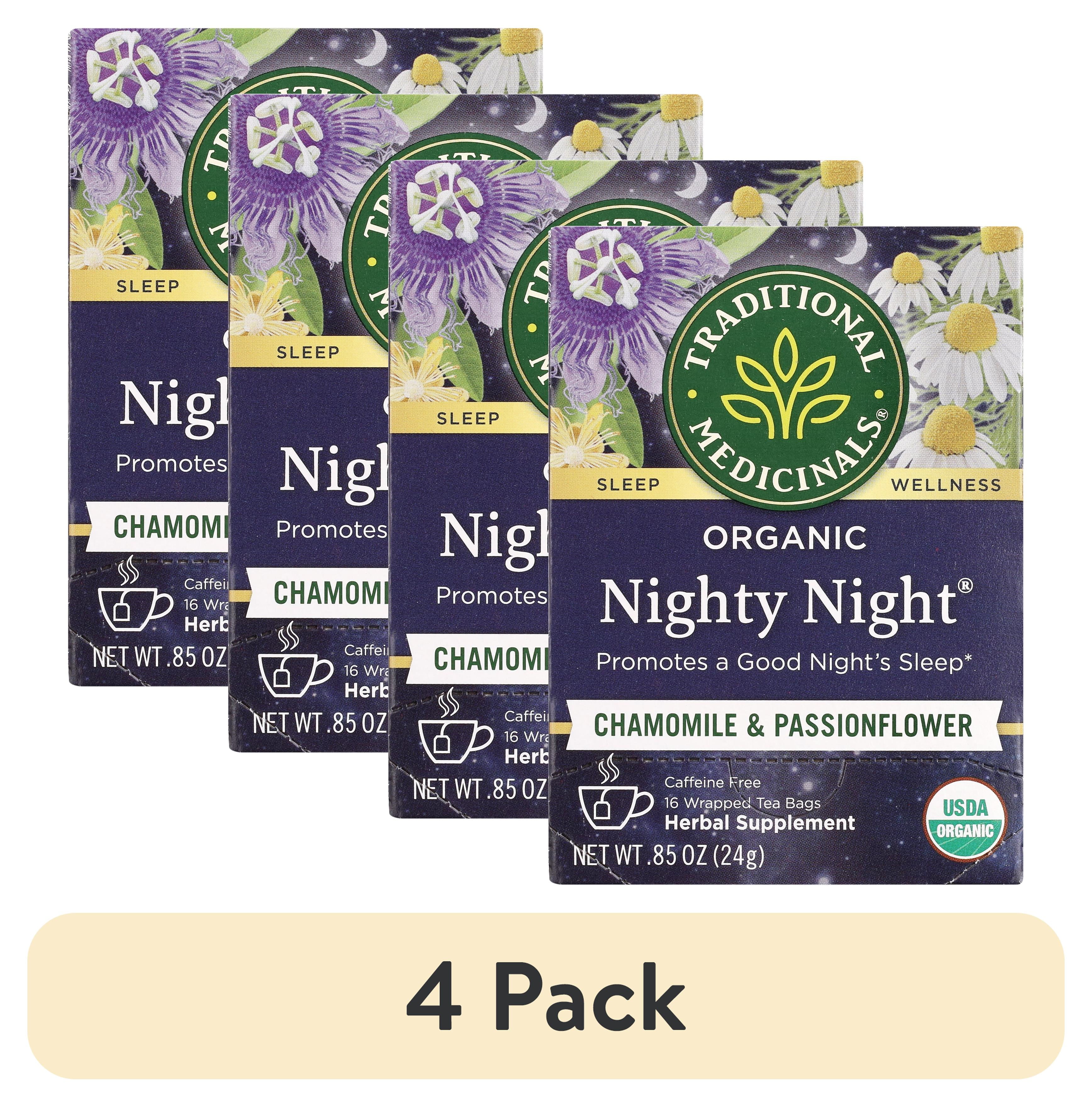 (4 pack) Traditional Medicinals Tea, Organic Nighty Night, Tea Bags, 16 Count
