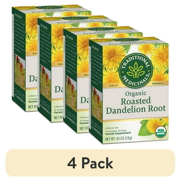 (4 pack) Traditional Medicinals, Organic Roasted Dandelion Root, Tea Bags, 16 Count