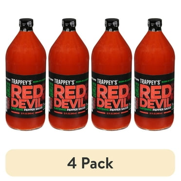 (4 pack) Trappey's Red Devil Cayenne Pepper Hot Sauce, 32 fl oz Glass Bottle