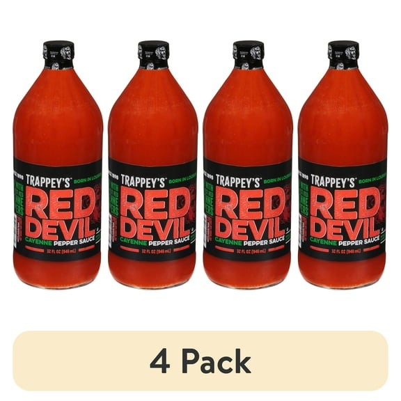 (4 pack) Trappey's Red Devil Cayenne Pepper Hot Sauce, 32 fl oz