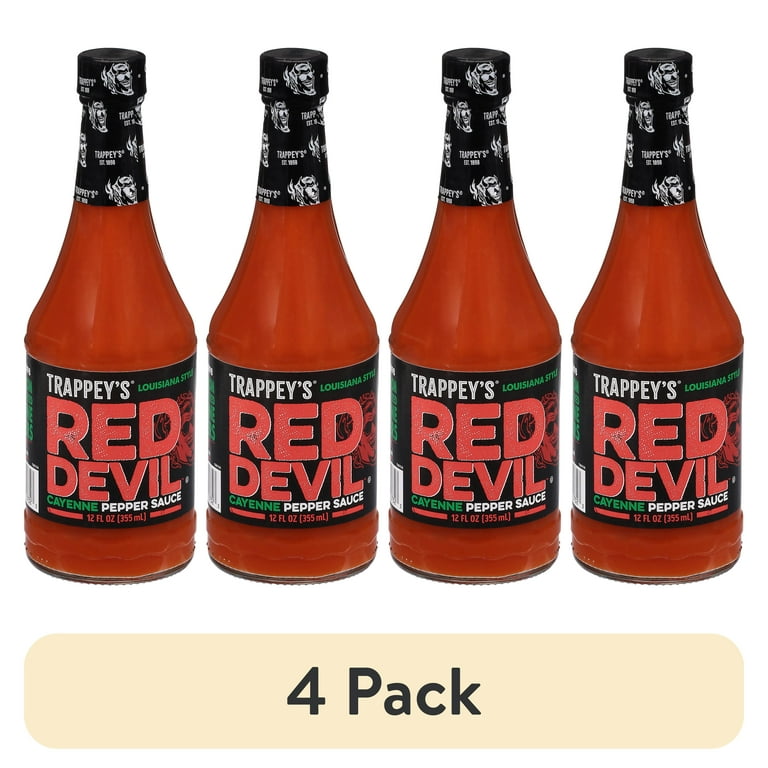 4 pack) Trappey's Red Devil Cayenne Pepper Sauce, 12 oz Bottle