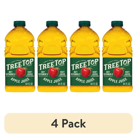 (4 pack) Tree Top 100% Apple Juice, No Sugar Added, No High Fructose Corn Syrup, 64 fl Oz