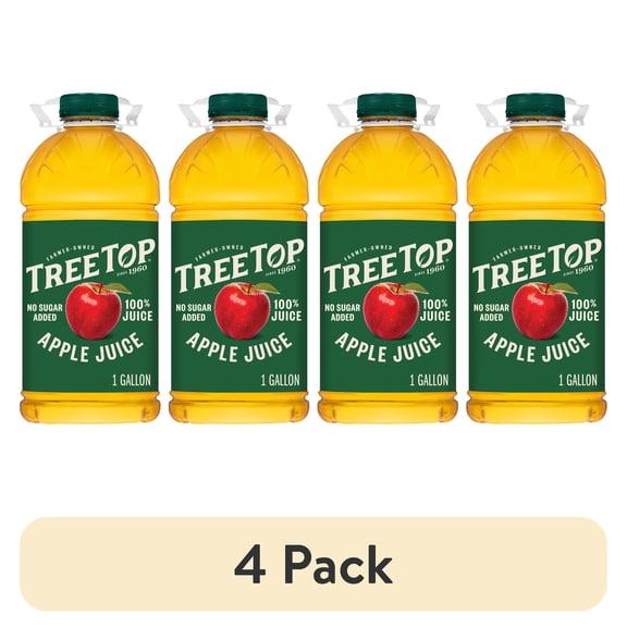 (4 pack) Tree Top 100% Apple Juice, No Sugar Added, No High Fructose Corn Syrup, 128 fl Oz