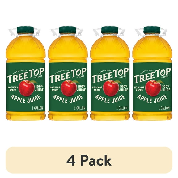 (4 pack) Tree Top 100% Apple Juice, Made with 100% Fruit Juice, 128 fl oz