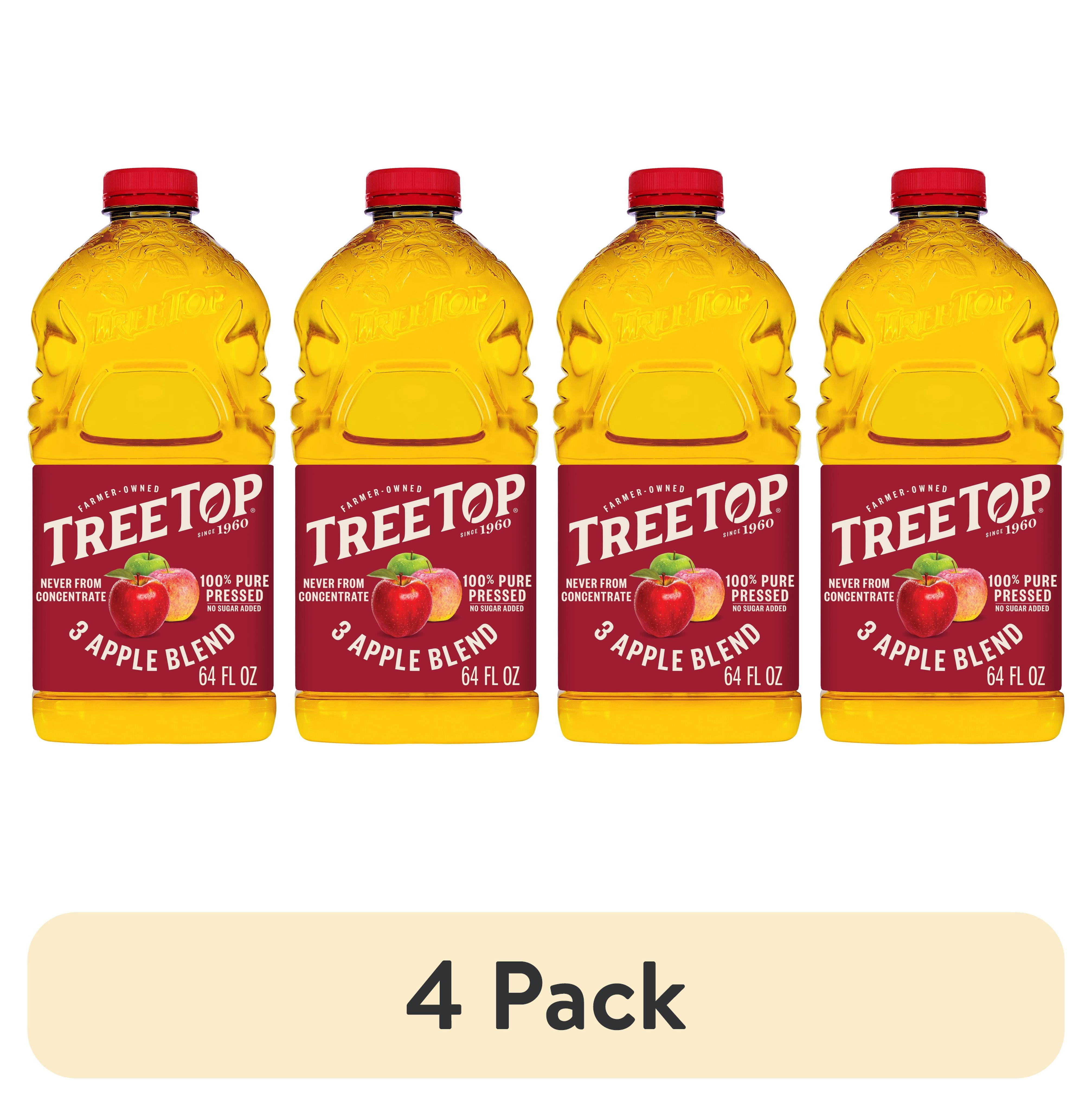 (4 pack) Tree Top 100% Pure Pressed 3 Apple Blend Juice, 64 fl Oz