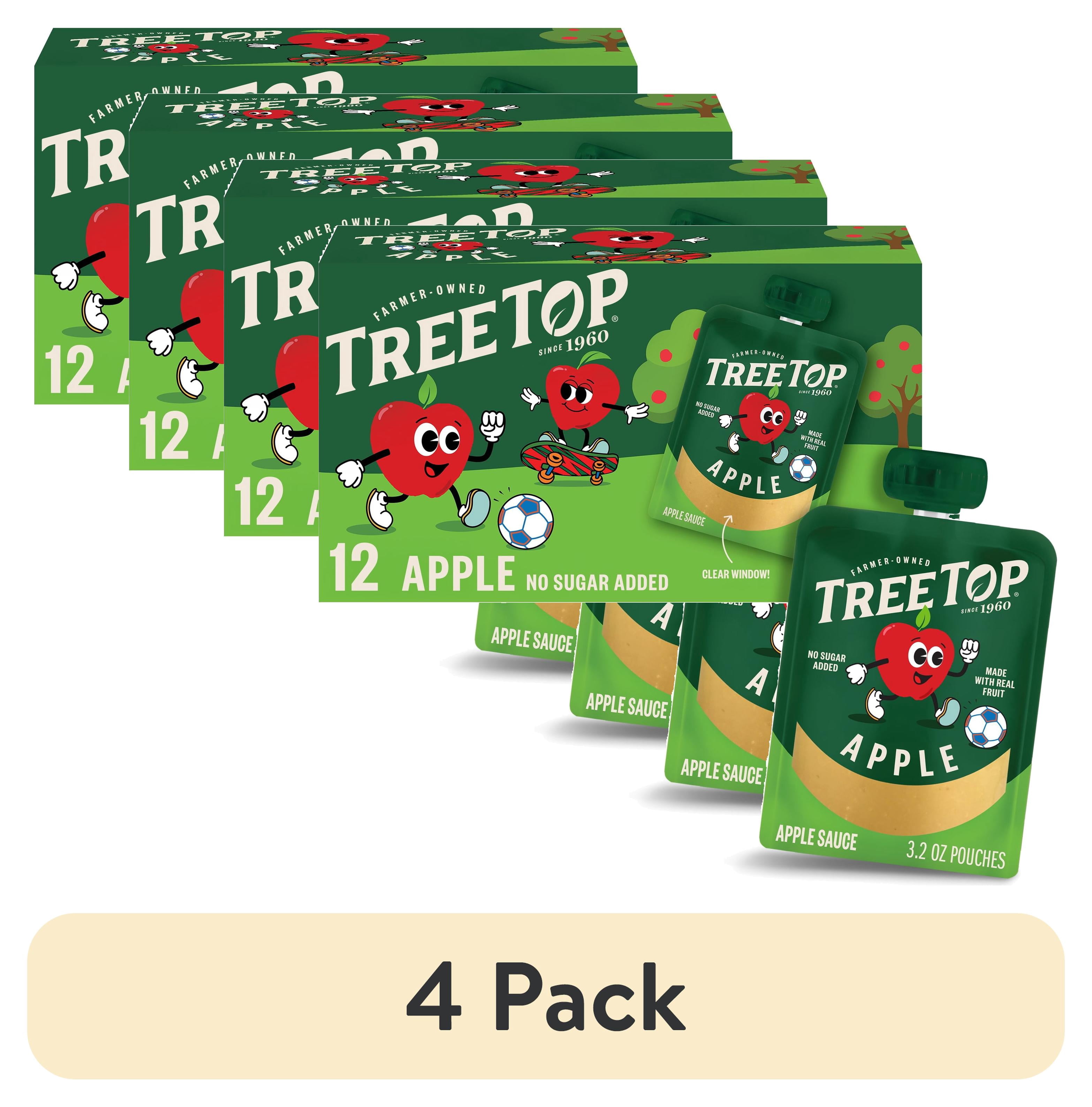(4 pack) Tree Top Apple Sauce Pouches, No Sugar Added, 3.2 Oz, 12 Count