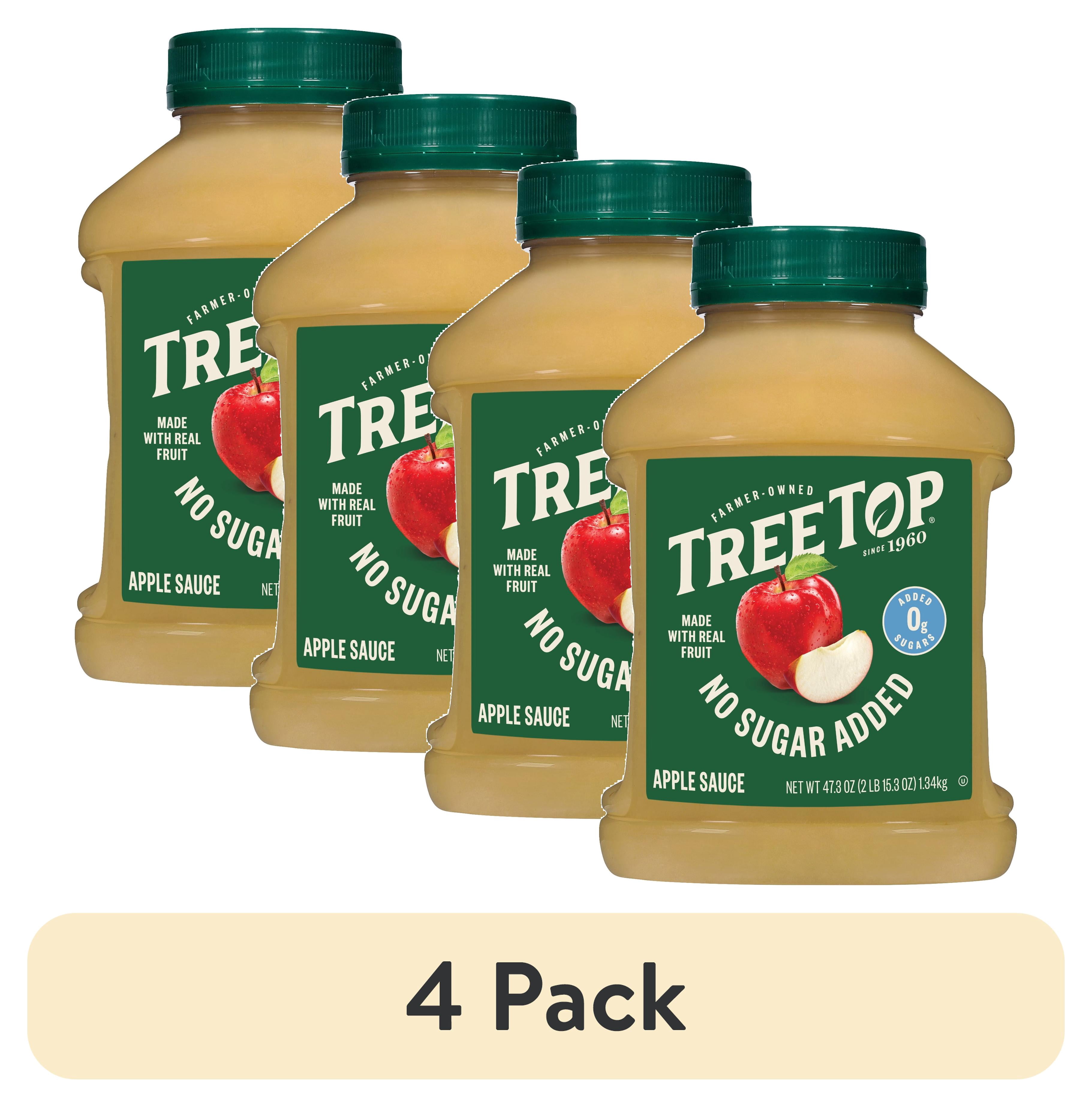 (4 pack) Tree Top No Sugar Added Apple Sauce Jar, No Artificial Flavors or Colors, 47.3 Oz