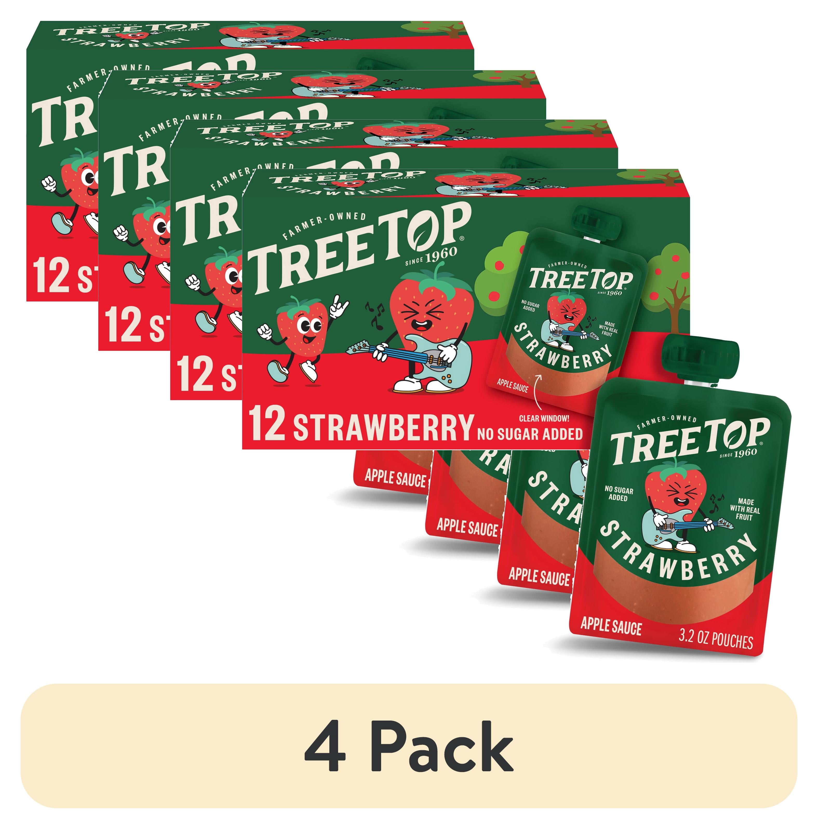 (4 pack) Tree Top Apple Sauce Pouches, Strawberry, 3.2 Oz, 12 Count