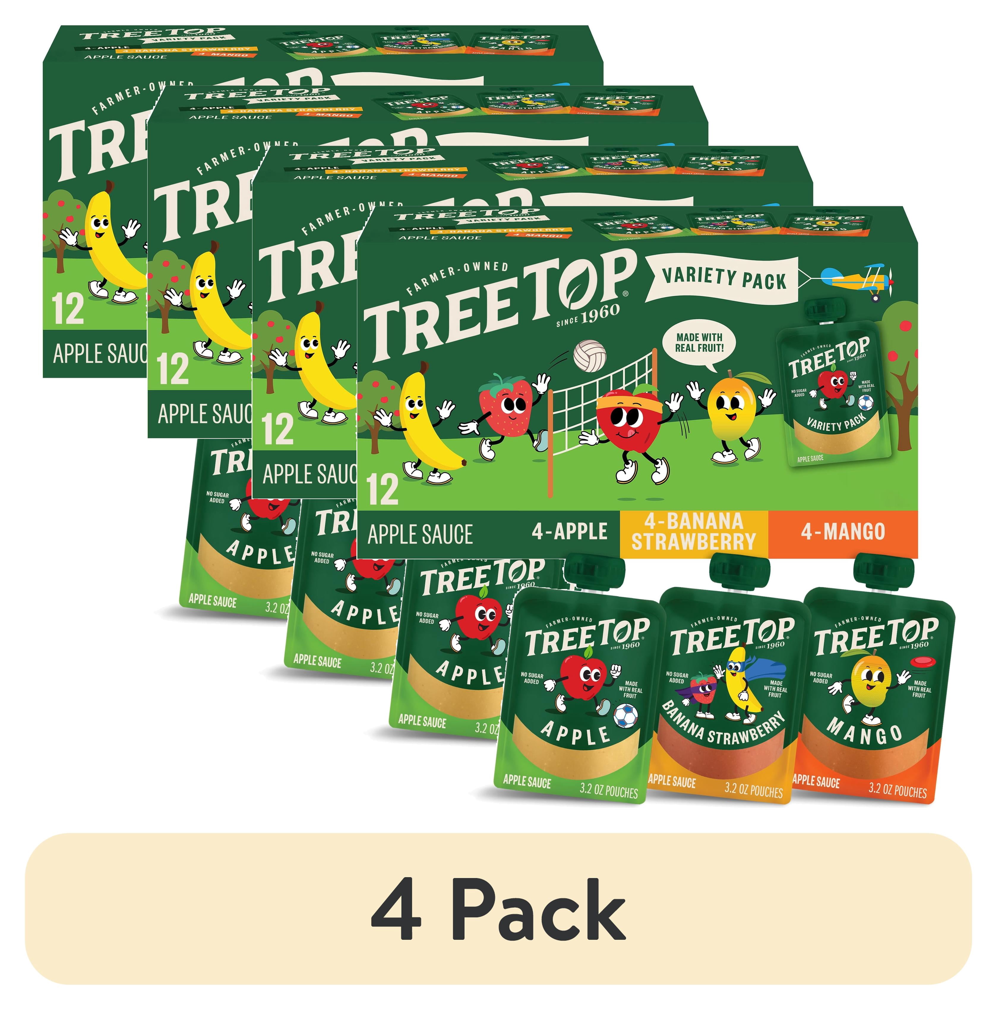 (4 pack) Tree Top Apple Sauce Variety Pack, Apple-Banana Strawberry-Mango, 3.2 Oz Pouch, 12 Count