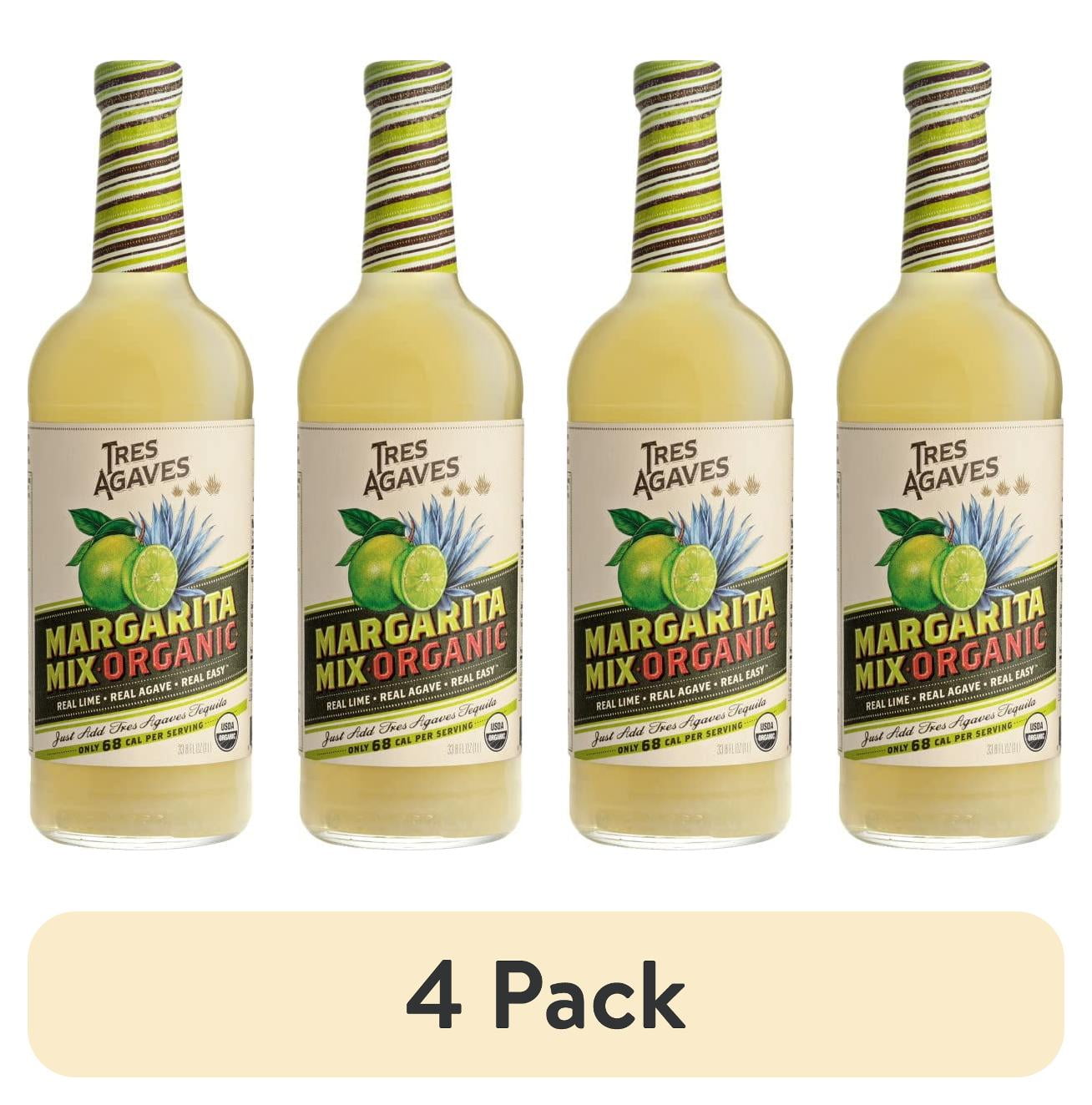 pack) Tres Agaves Organic Lime Margarita Mix, Liter Bottle