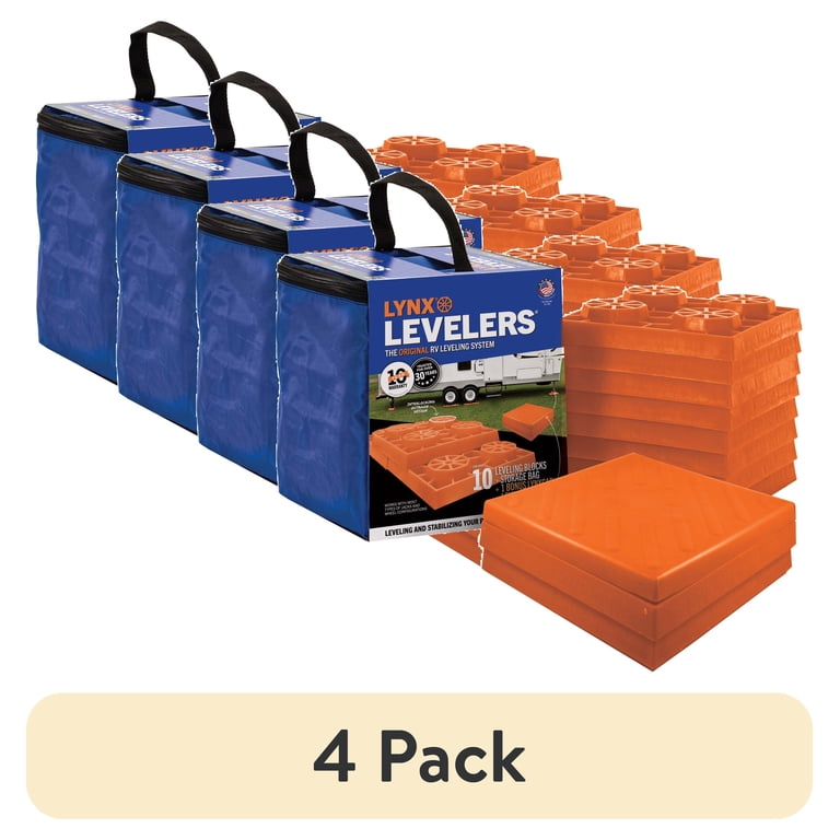 4 pack) Tri-Lynx Lynx Levelers RV Leveling Blocks with Carry Bag