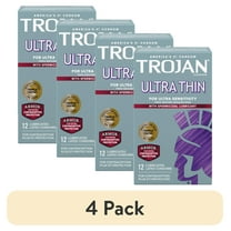 (4 pack) Trojan Condom Sensitivity Ultra Thin Spermicidal Lubricated Condoms, 12 Count