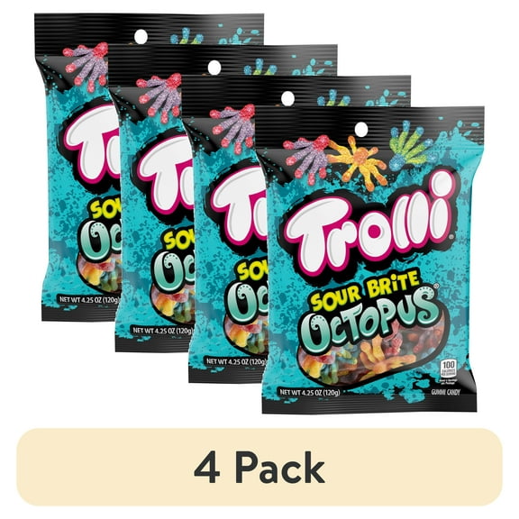 (4 pack) Trolli Sour Brite Octopus, Assorted Flavors 4.25 oz