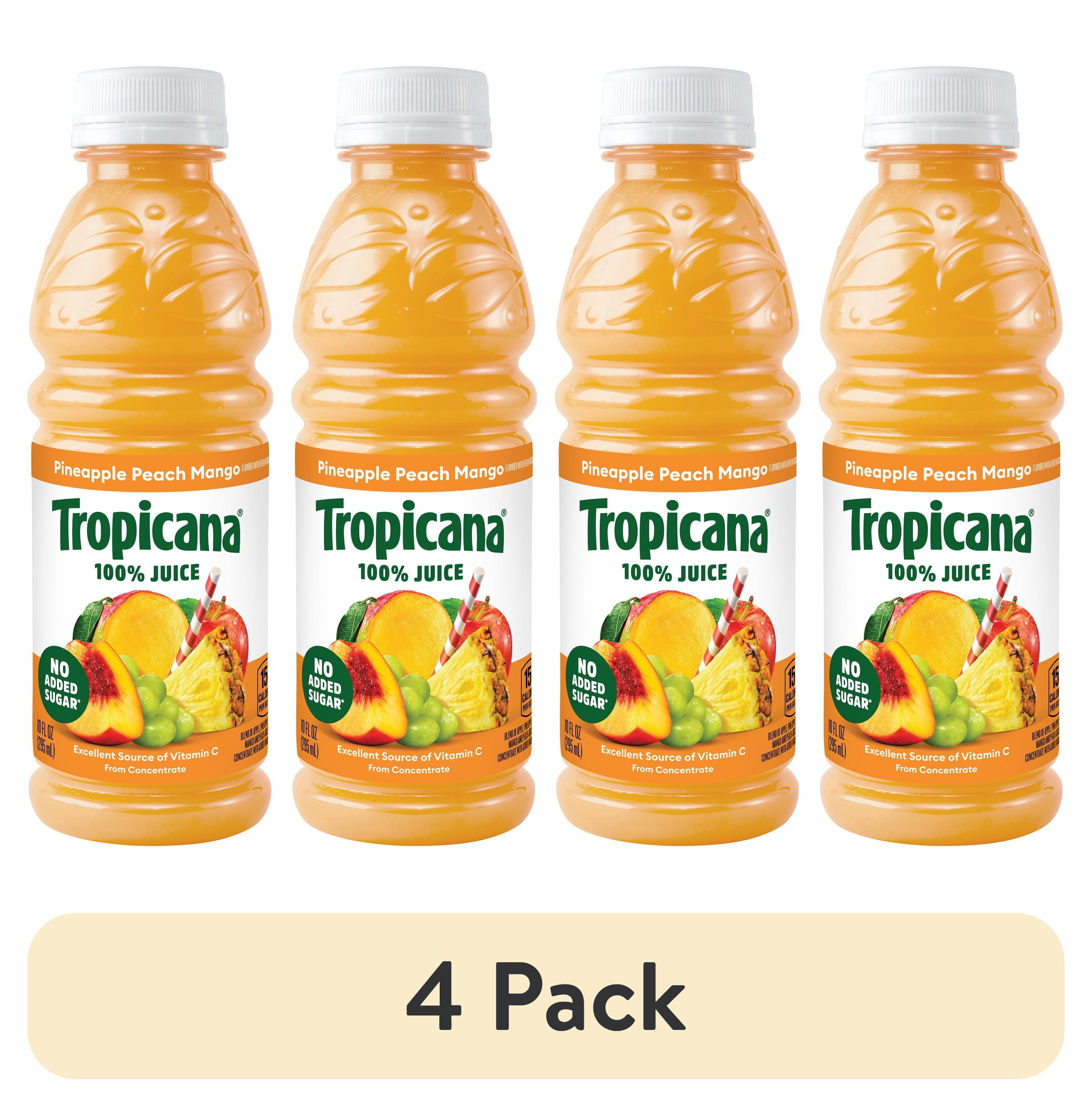 (4 pack) Tropicana 100% Pineapple Peach Mango Juice 10 fl oz