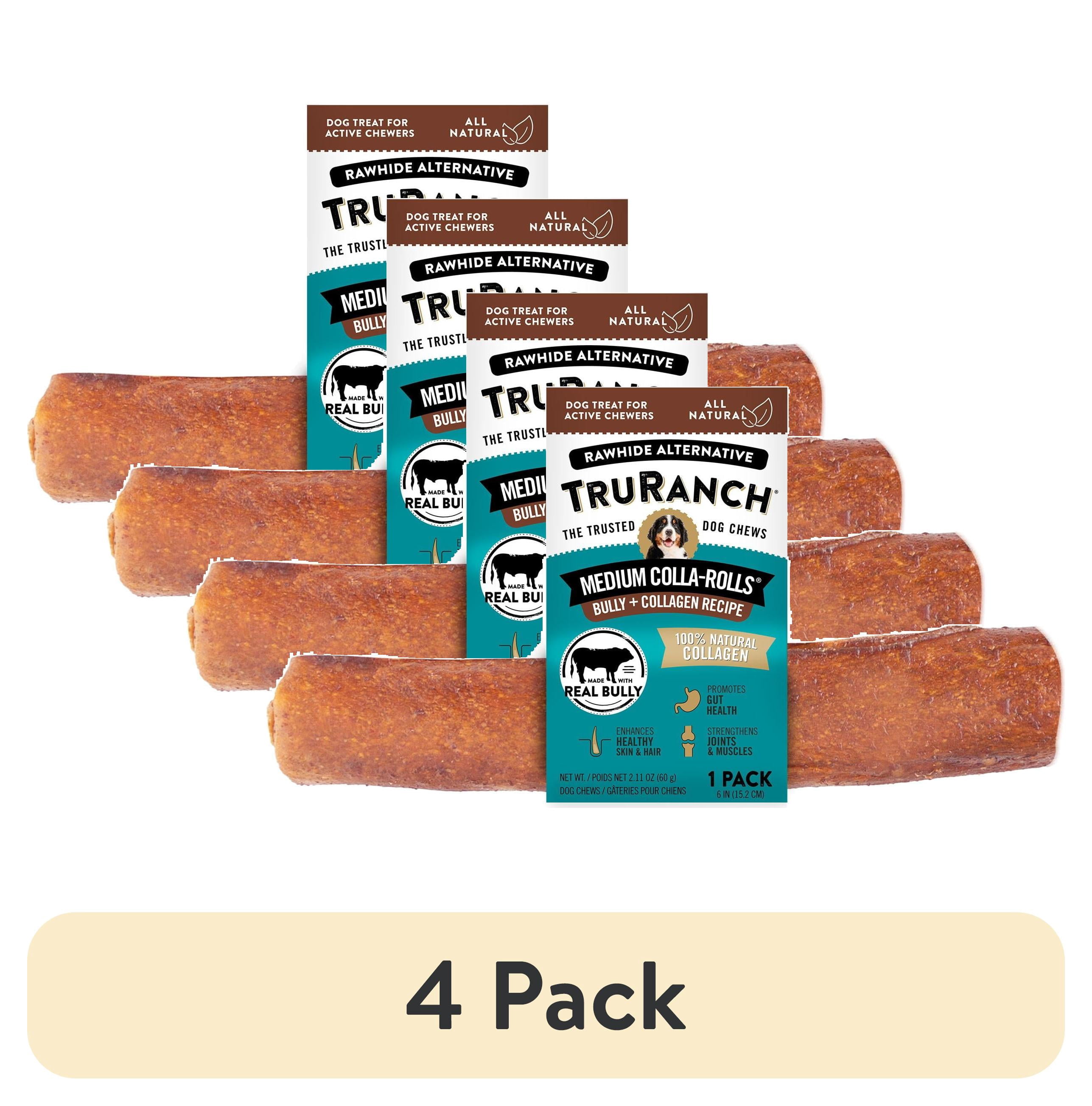 (4 pack) TruRanch All-Natural Rawhide Alternative Dog Treats, Medium Bully Roll, 1 Count