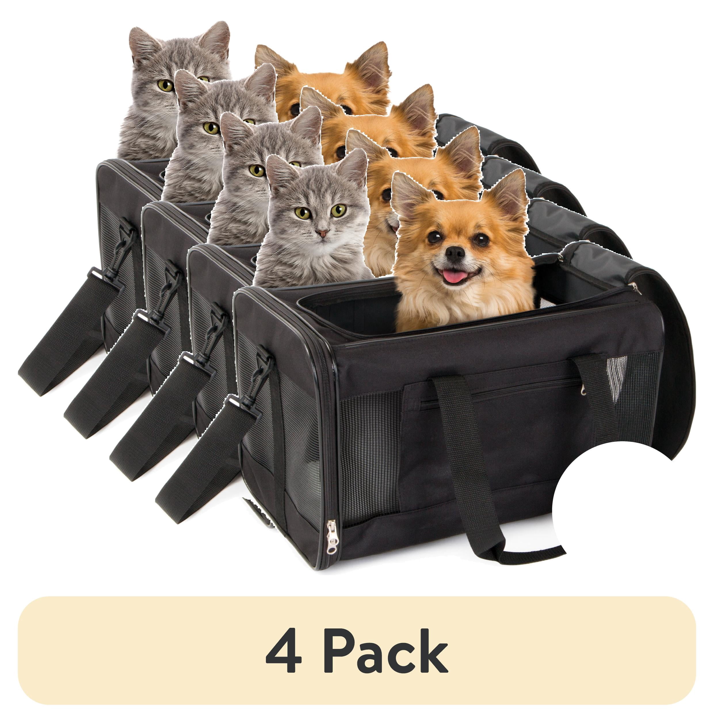 (4 pack) TrustyPup Easy Explorer Medium Guaranteed On-Board Travel Pet Carrier, Black, 16 lb Limit