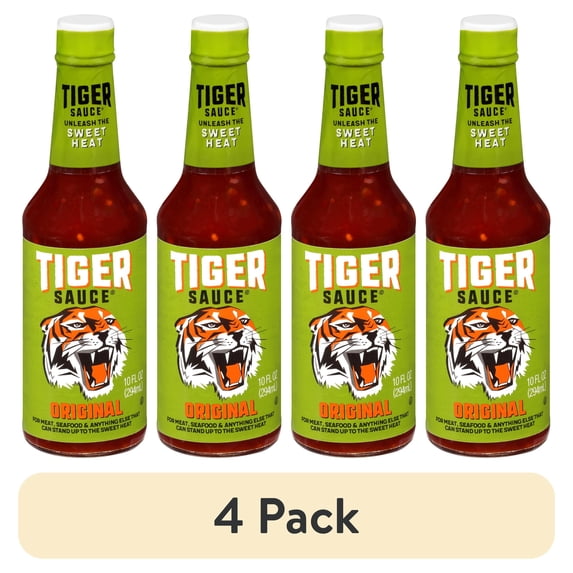 (4 pack) Try Me Tiger Sauce Original Hot Sauce, 10 fl oz Bottle