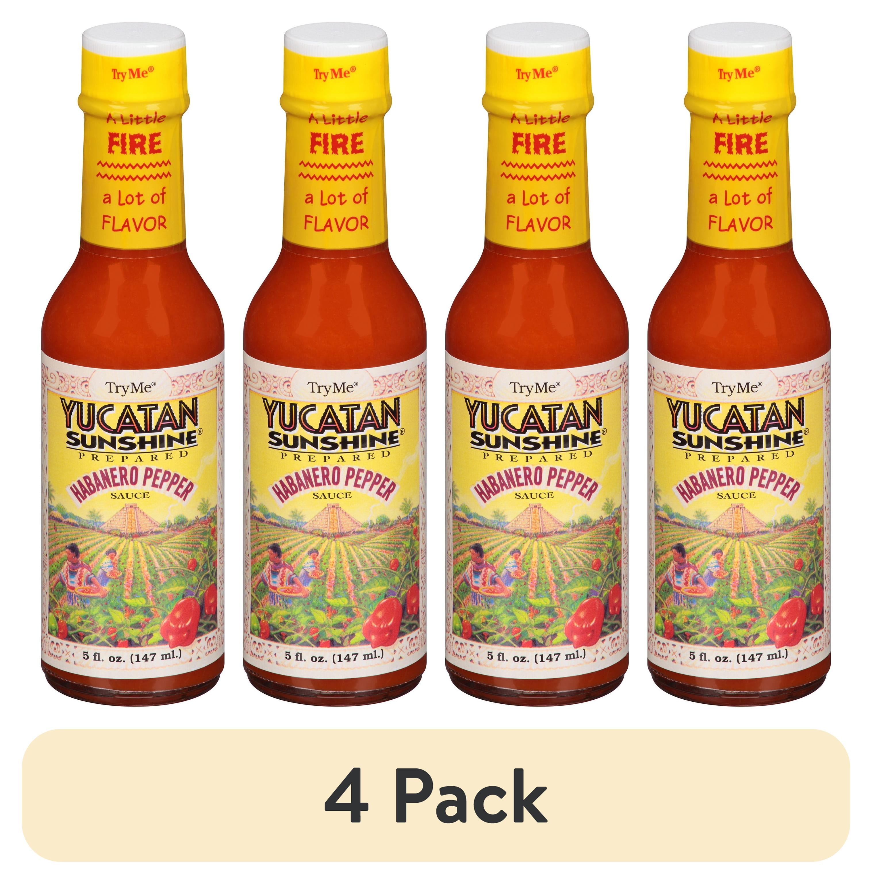 (4 pack) Try Me Yucatan Sunshine Prepared Habanero Pepper Sauce, 5 fl oz Bottle