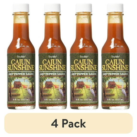 (4 pack) TryMe Cajun Sunshine Hot Pepper Sauce - 5 Ounce