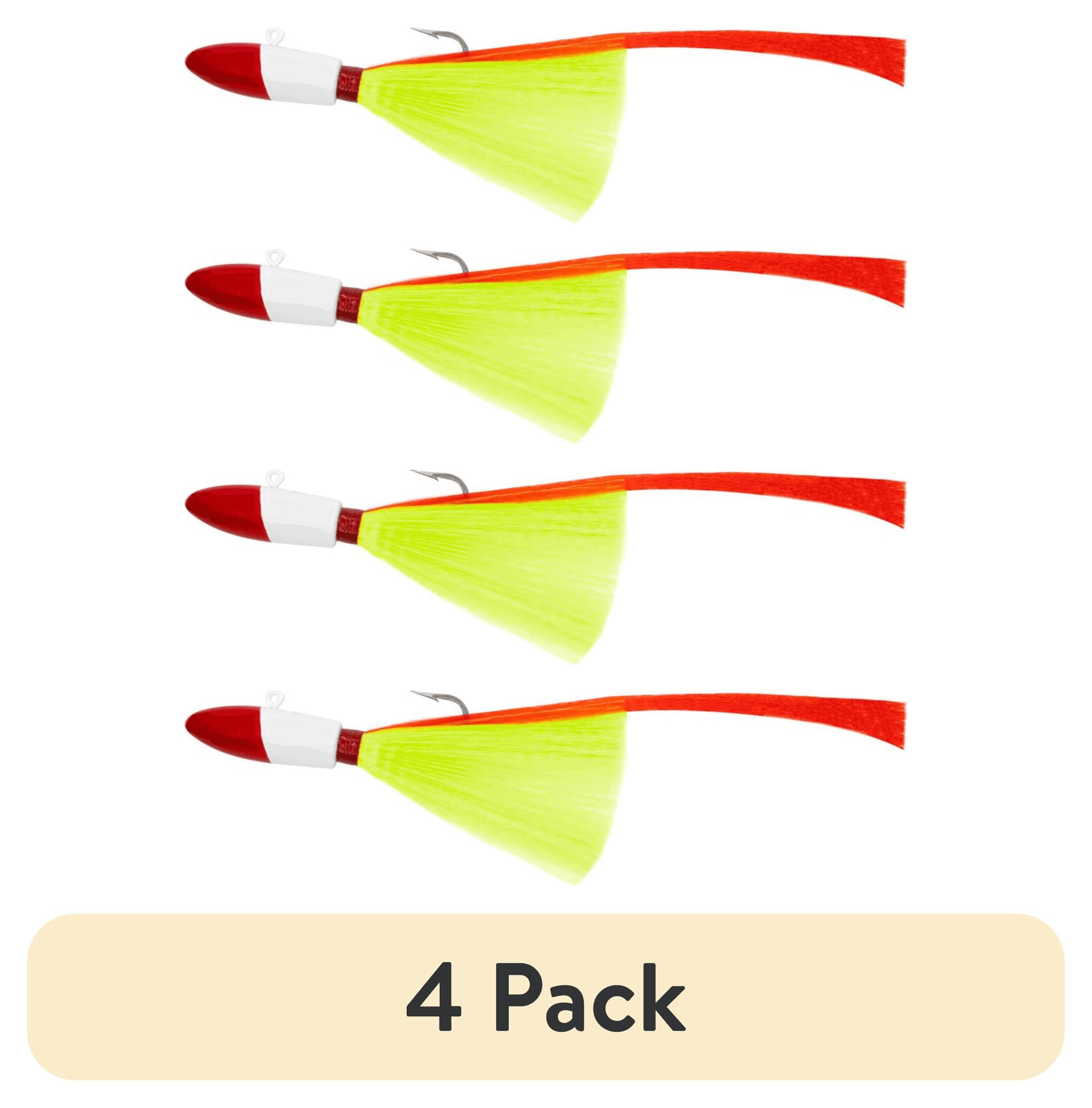 (4 pack) Tsunami Buster Red Tail Jig Fishing Lure 3/4 oz. – Chartreuse & Red