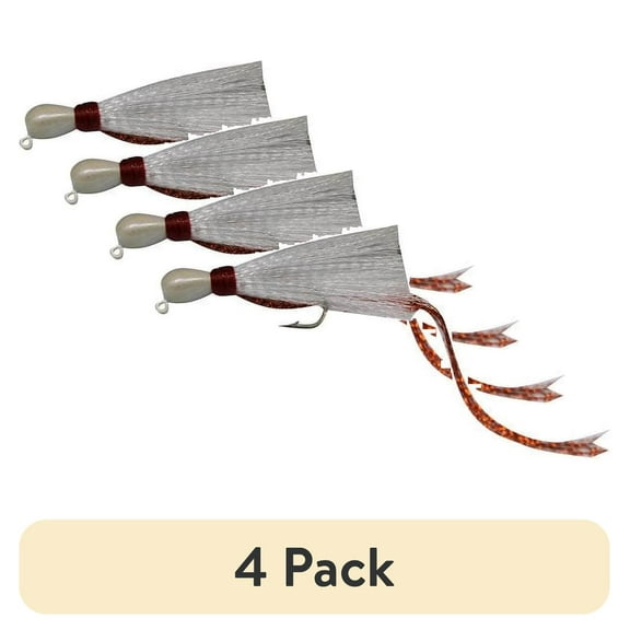 (4 pack) Tsunami Redfish Fishing Jig 3/8 oz. – White and Copper