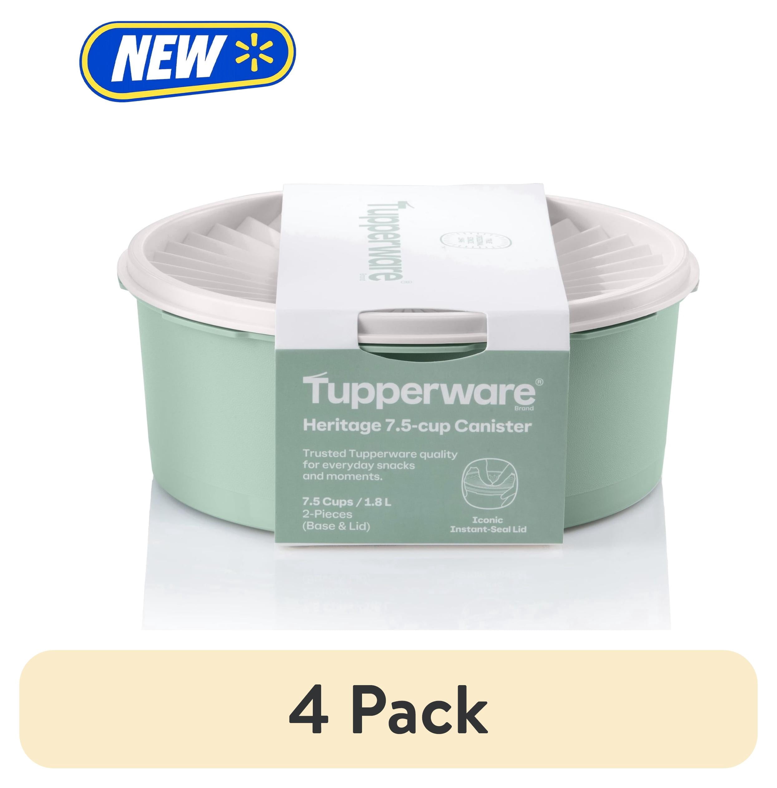 (4 pack) Tupperware Heritage 7.5-Cup Cookie & Food Storage Container with Lid, Green