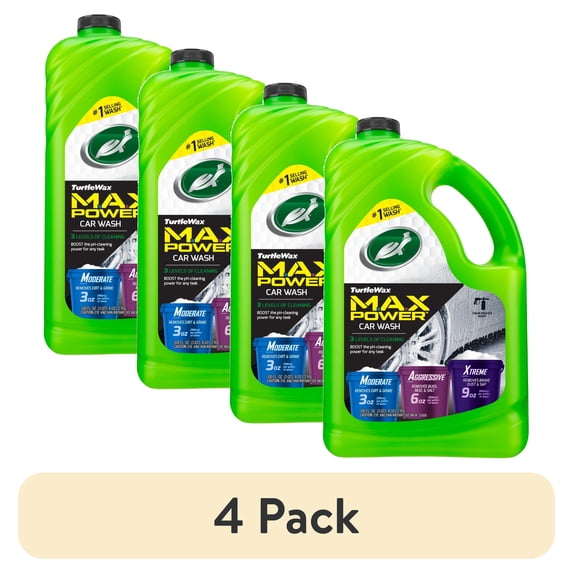 (4 pack) Turtle Wax 50597 Max-Power 3 Levels of Cleaning Car Wash, 100 oz