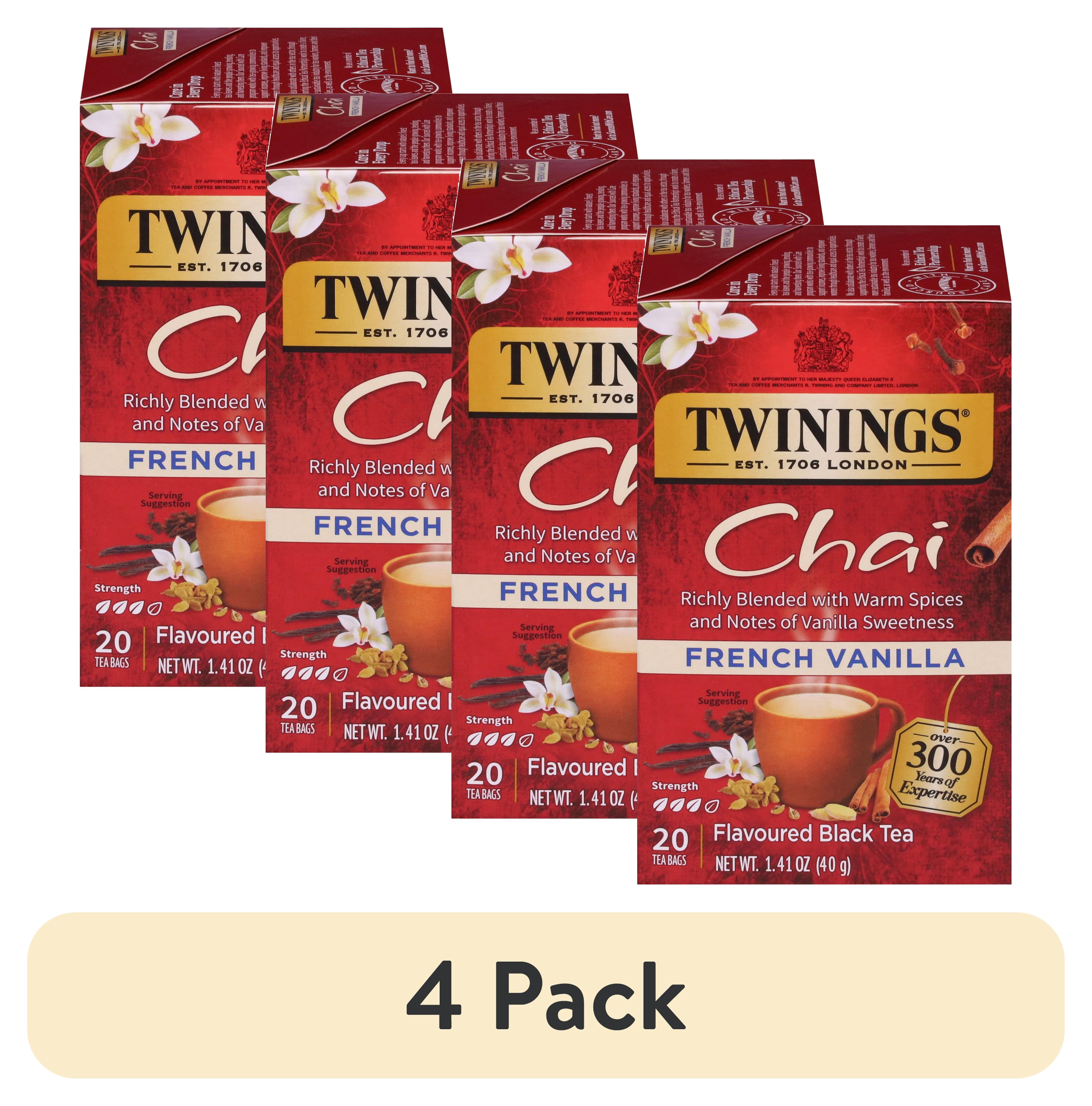 (4 pack) Twinings Chai French Vanilla Black Tea Bags, 20 Count Box