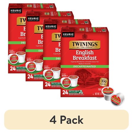 (4 pack) Twinings English Breakfast Decaffeinated K-Cup® Pods for Keurig, Pure Black Tea, 24 Count