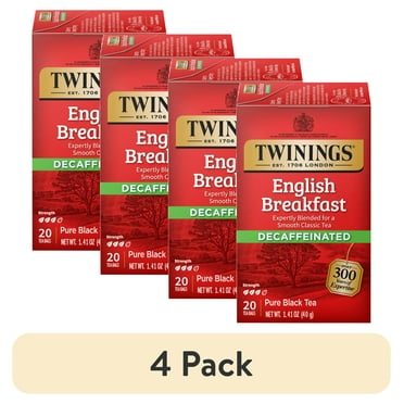 (4 pack) Twinings English Breakfast Decaffeinated Pure Black Tea Bags, 20 Count Box