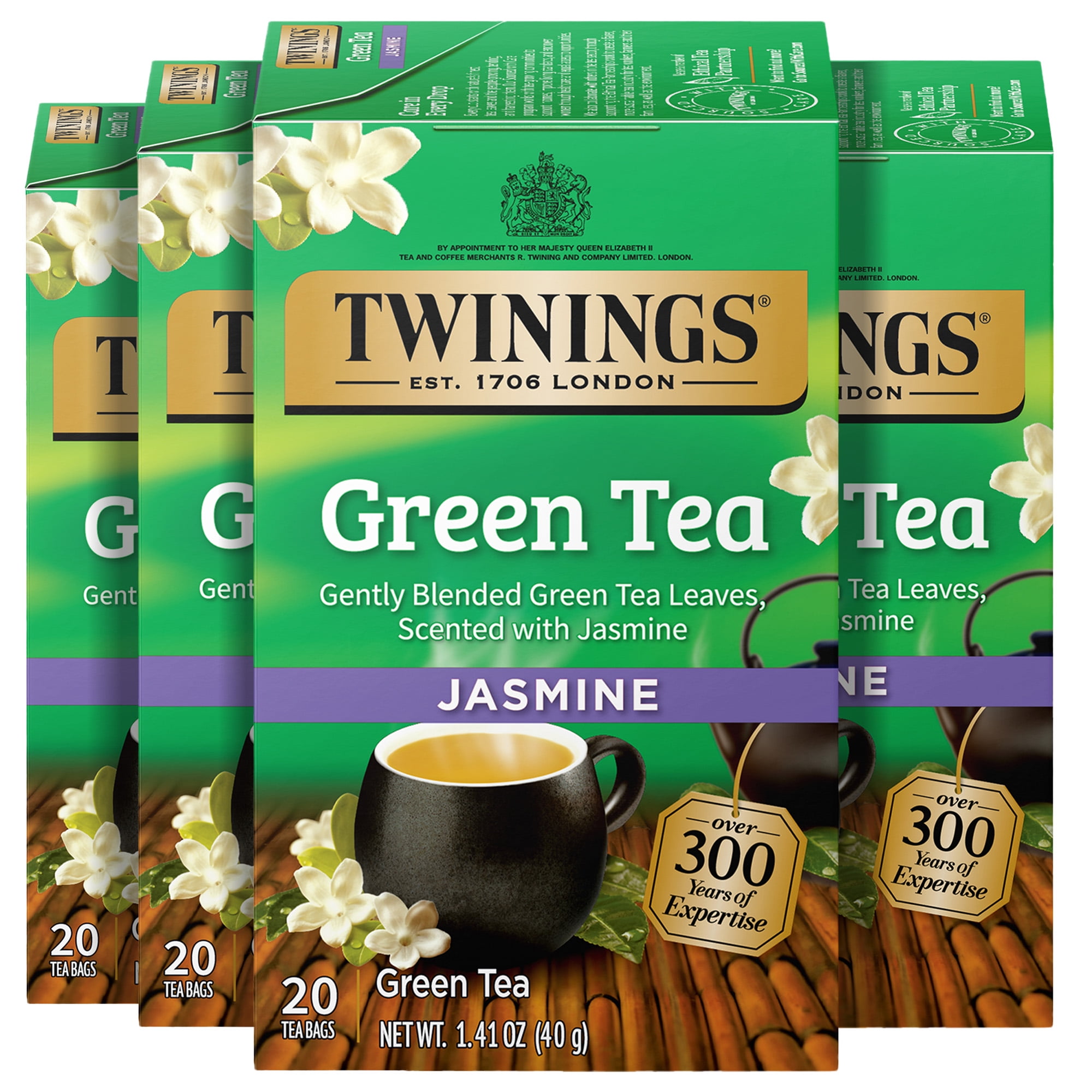 (4 pack) Twinings Green Tea with Jasmine Tea Bags, 20 Count Box