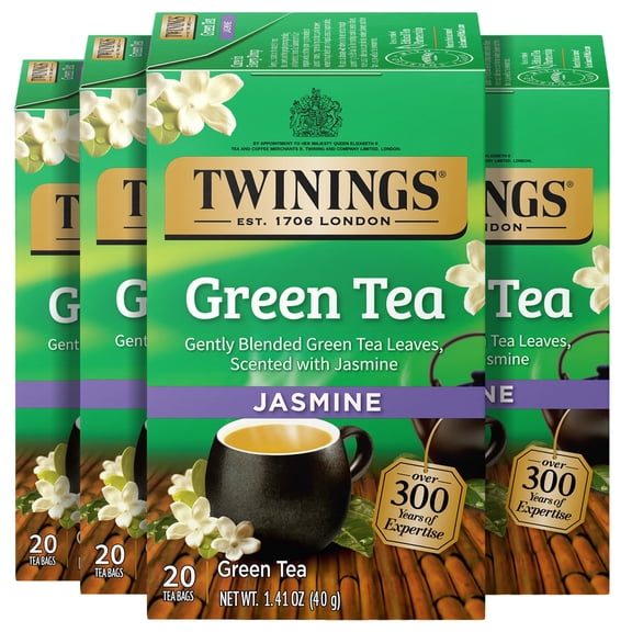 (4 pack) Twinings Green Tea with Jasmine Tea Bags, 20 Count Box